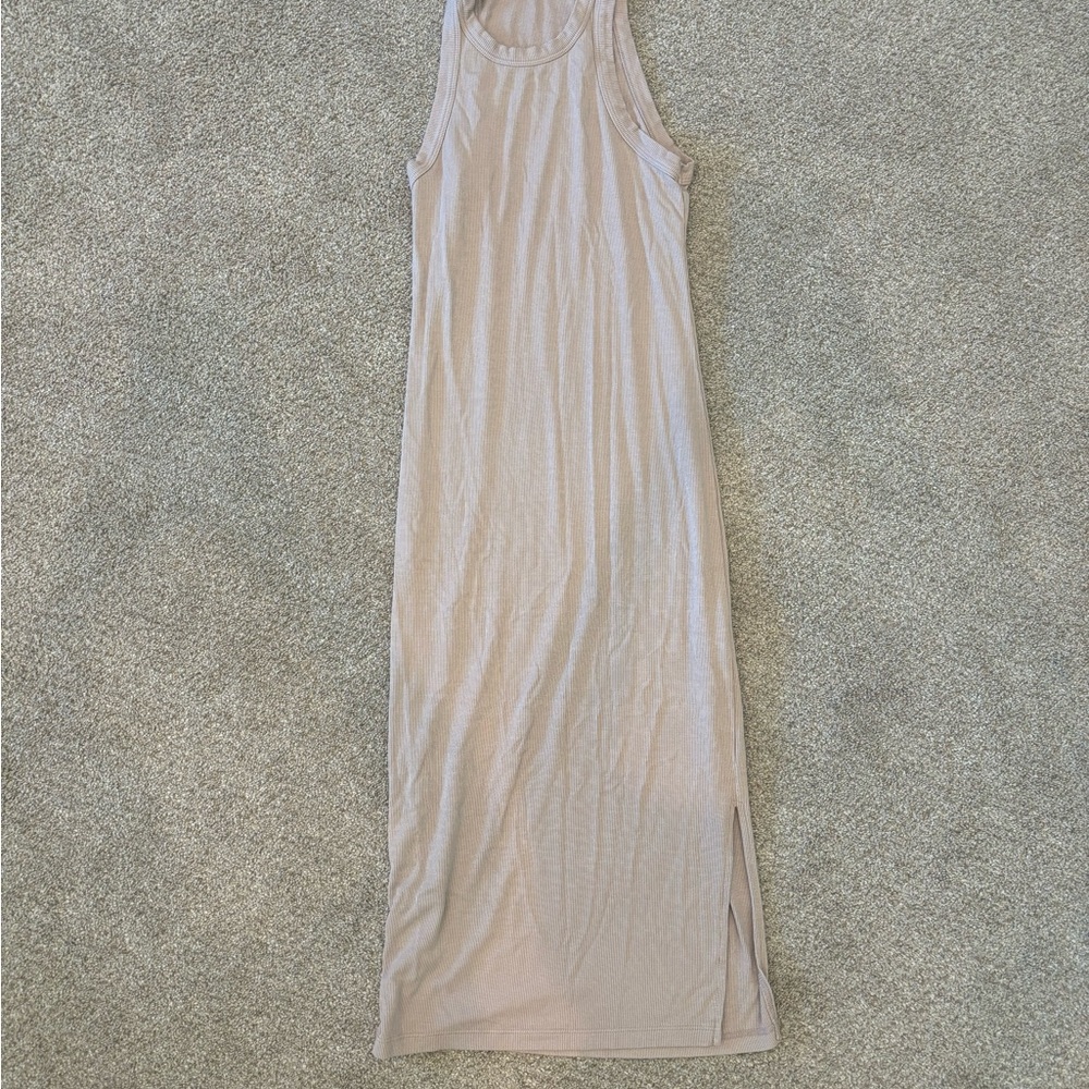 House of Harlow 1960 | Nude Ribbed Sleeveless Bodycon Side Slit Midi Dress Small